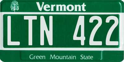 VT license plate LTN422