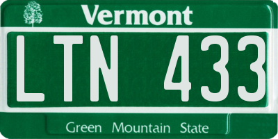 VT license plate LTN433