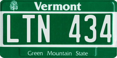 VT license plate LTN434