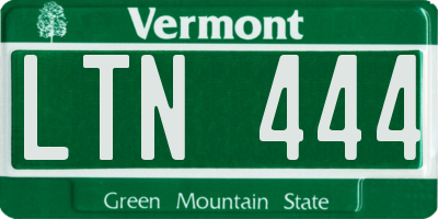 VT license plate LTN444