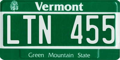 VT license plate LTN455