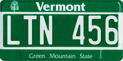 VT license plate LTN456