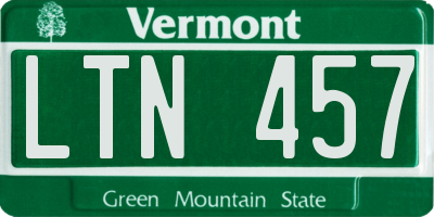 VT license plate LTN457