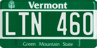 VT license plate LTN460