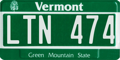 VT license plate LTN474