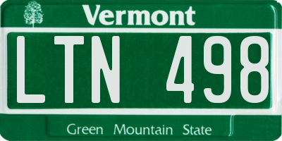 VT license plate LTN498
