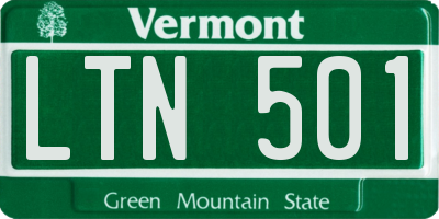 VT license plate LTN501