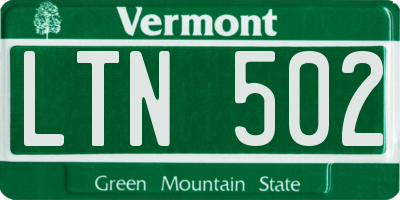 VT license plate LTN502