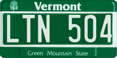 VT license plate LTN504