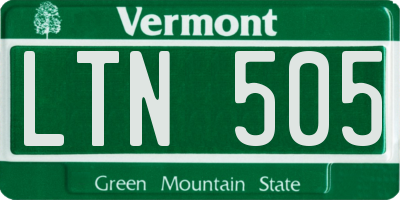 VT license plate LTN505
