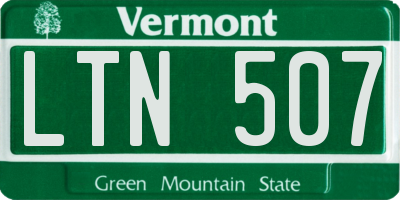 VT license plate LTN507