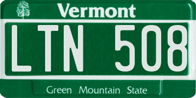 VT license plate LTN508