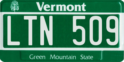 VT license plate LTN509