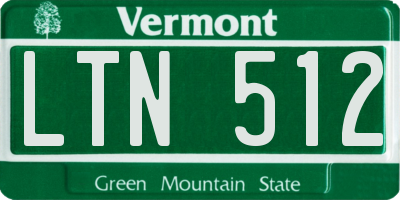 VT license plate LTN512