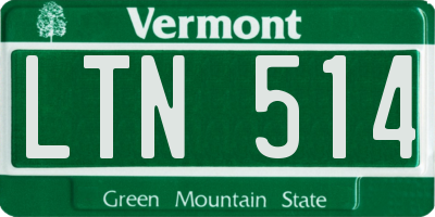 VT license plate LTN514