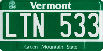 VT license plate LTN533