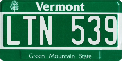 VT license plate LTN539