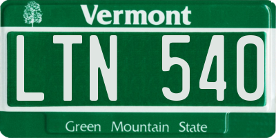 VT license plate LTN540