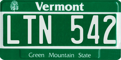 VT license plate LTN542