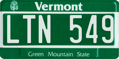 VT license plate LTN549