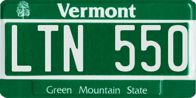 VT license plate LTN550