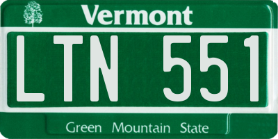 VT license plate LTN551