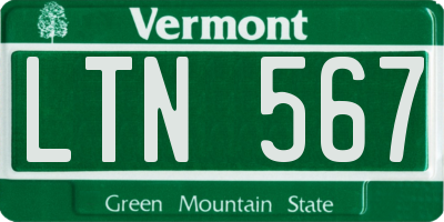 VT license plate LTN567