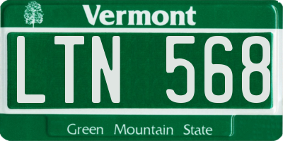VT license plate LTN568