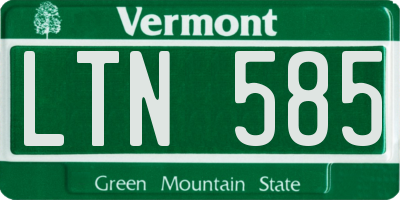 VT license plate LTN585
