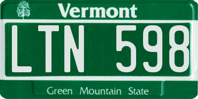 VT license plate LTN598