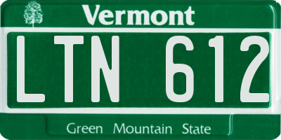 VT license plate LTN612