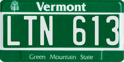 VT license plate LTN613