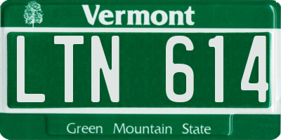 VT license plate LTN614