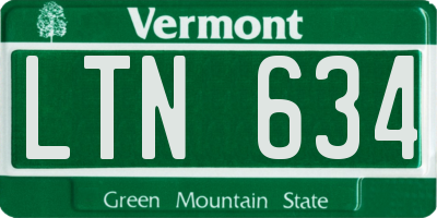 VT license plate LTN634