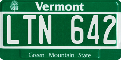 VT license plate LTN642