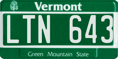 VT license plate LTN643