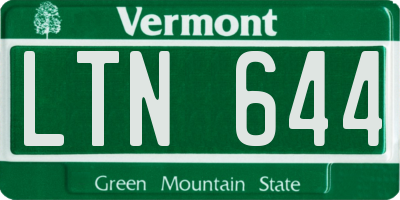 VT license plate LTN644