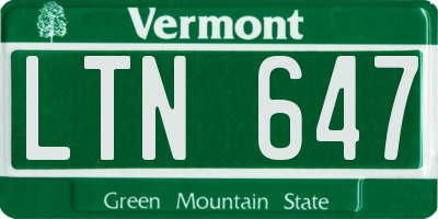 VT license plate LTN647