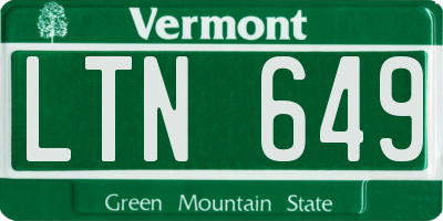 VT license plate LTN649