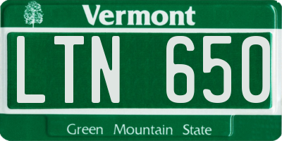 VT license plate LTN650