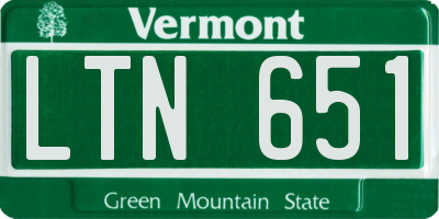 VT license plate LTN651