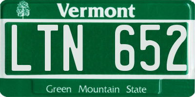 VT license plate LTN652