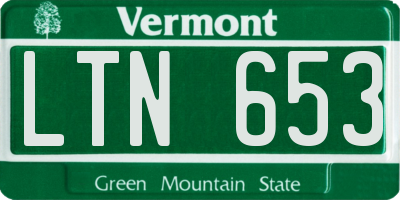 VT license plate LTN653