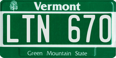VT license plate LTN670