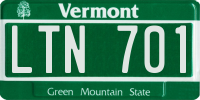 VT license plate LTN701
