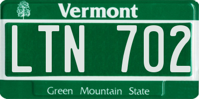 VT license plate LTN702