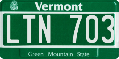 VT license plate LTN703
