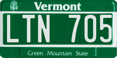 VT license plate LTN705