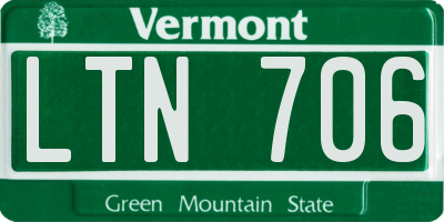VT license plate LTN706