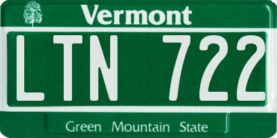 VT license plate LTN722